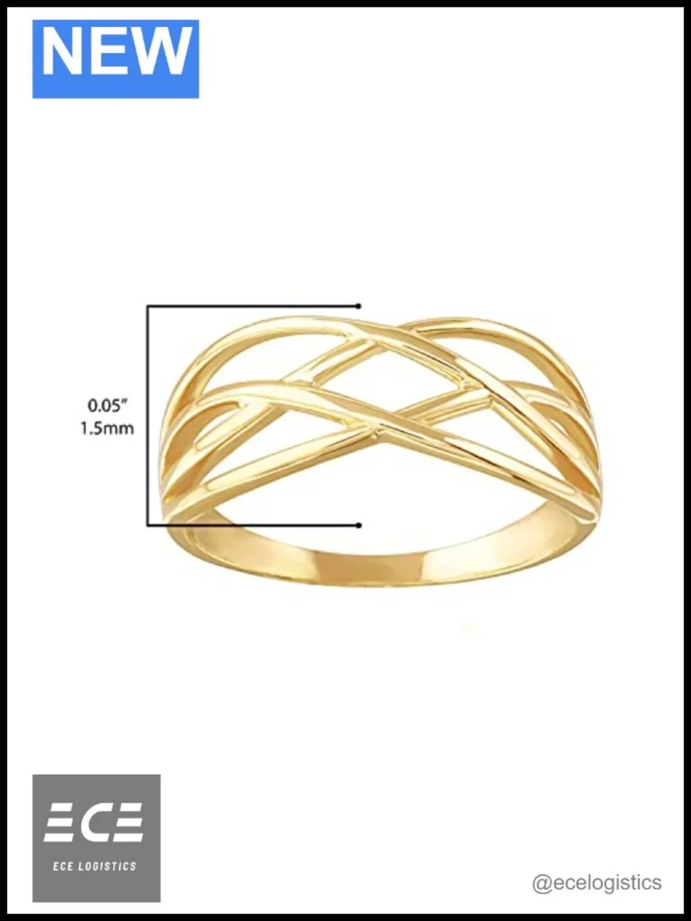 10k Yellow Gold Celtic Knot Woven Band Ring Size 12